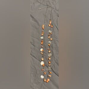 Elegant Orange and Silver Beaded Necklace